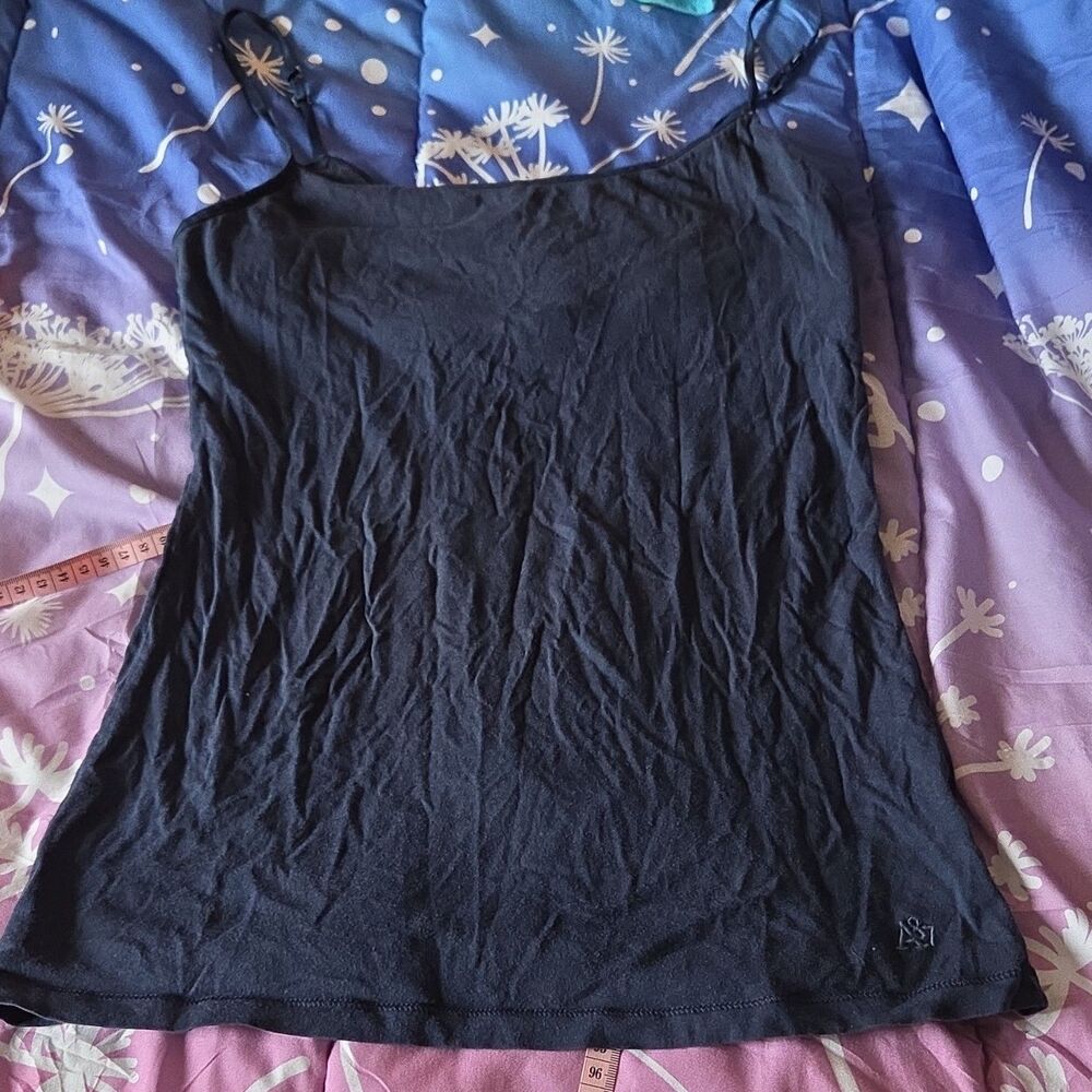 Aeropostale Stretch Navy Blue Shaping Camisole Top Size L Cotton Blend Shelf Bra